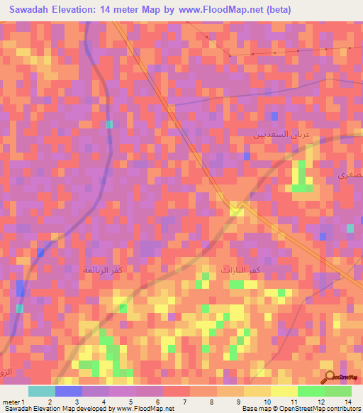 Sawadah,Egypt Elevation Map