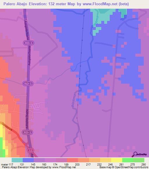 Palero Abajo,Dominican Republic Elevation Map