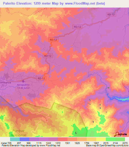 Palerito,Dominican Republic Elevation Map