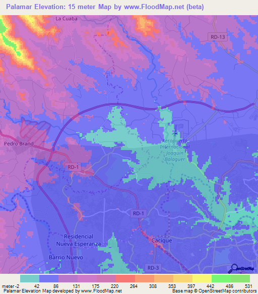 Palamar,Dominican Republic Elevation Map