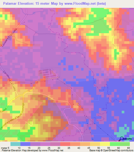 Palamar,Dominican Republic Elevation Map