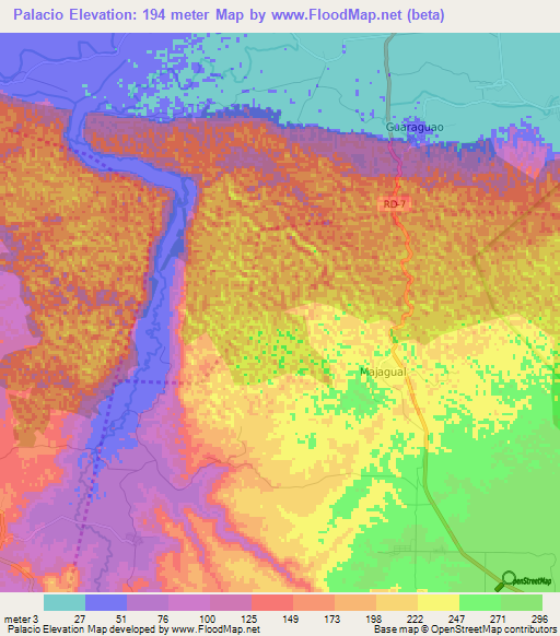 Palacio,Dominican Republic Elevation Map