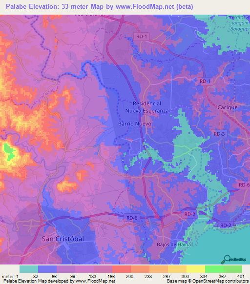 Palabe,Dominican Republic Elevation Map