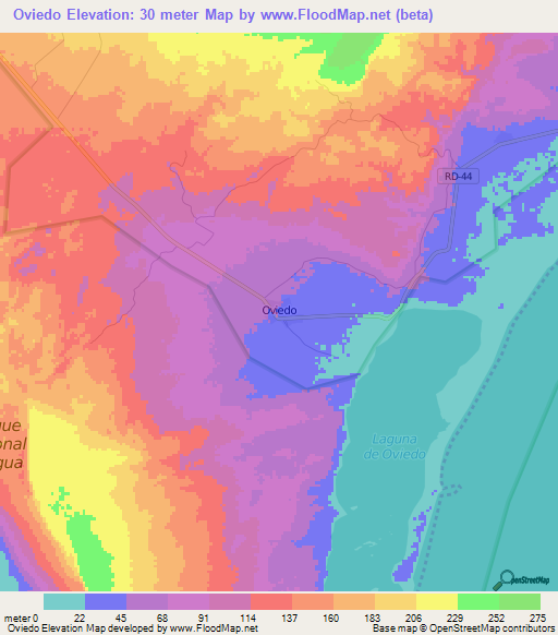 Oviedo,Dominican Republic Elevation Map