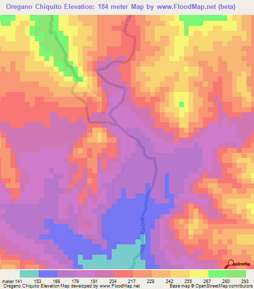 Oregano Chiquito,Dominican Republic Elevation Map