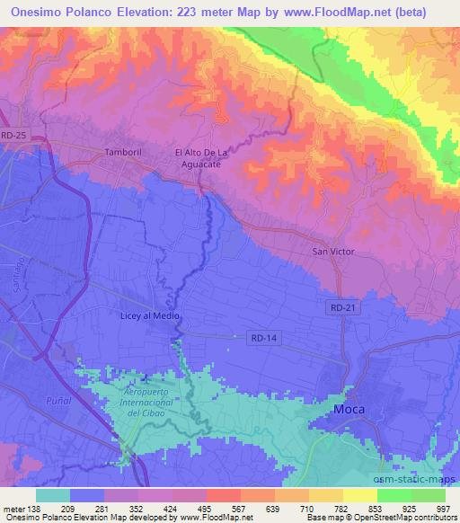 Onesimo Polanco,Dominican Republic Elevation Map