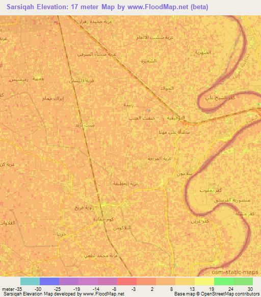 Sarsiqah,Egypt Elevation Map