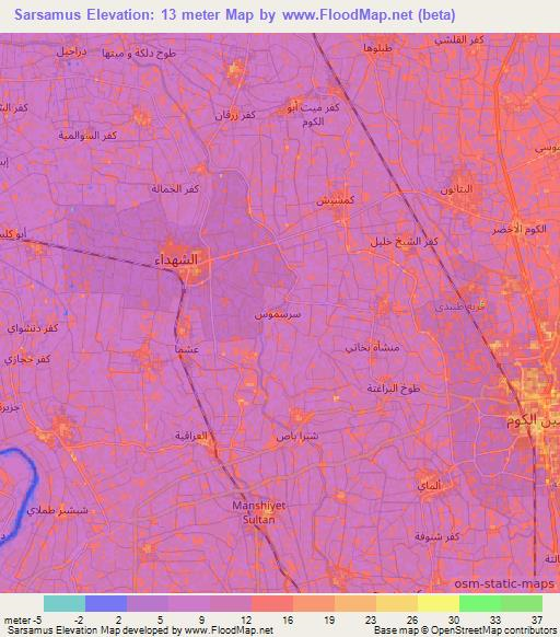 Sarsamus,Egypt Elevation Map