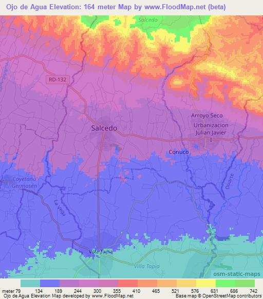 Ojo de Agua,Dominican Republic Elevation Map