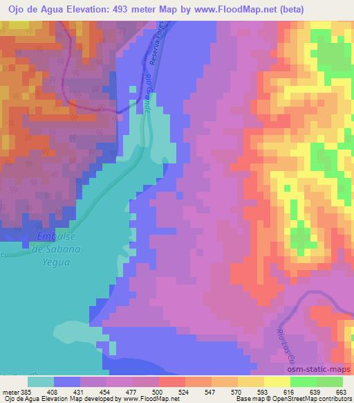 Ojo de Agua,Dominican Republic Elevation Map