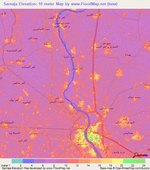 Sarnaja,Egypt Elevation Map