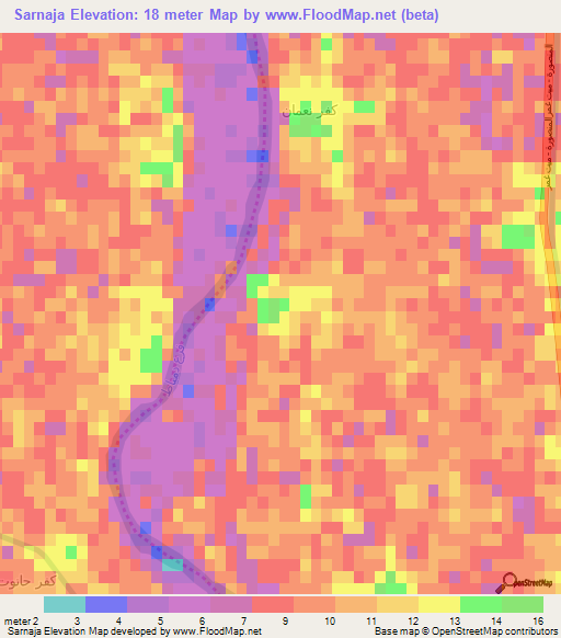 Sarnaja,Egypt Elevation Map