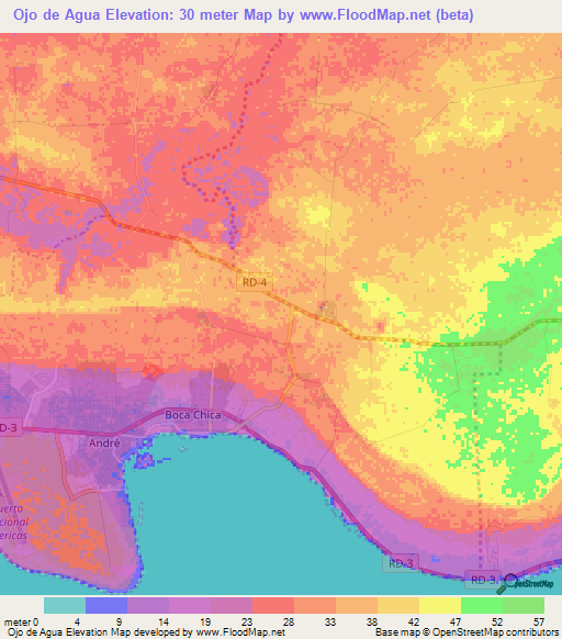 Ojo de Agua,Dominican Republic Elevation Map