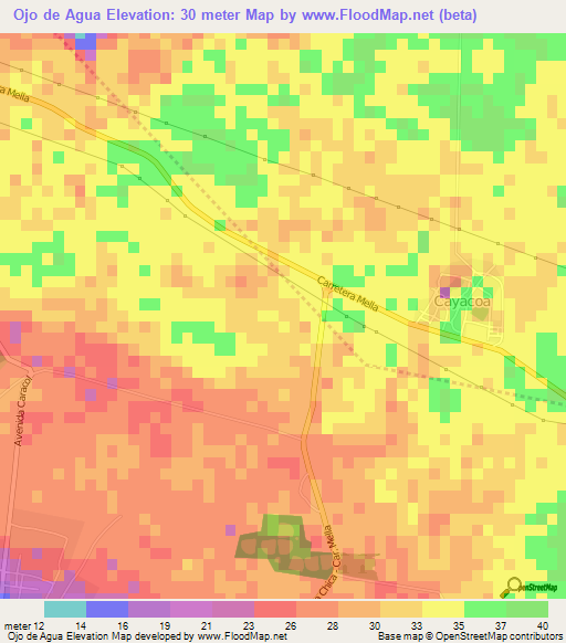 Ojo de Agua,Dominican Republic Elevation Map