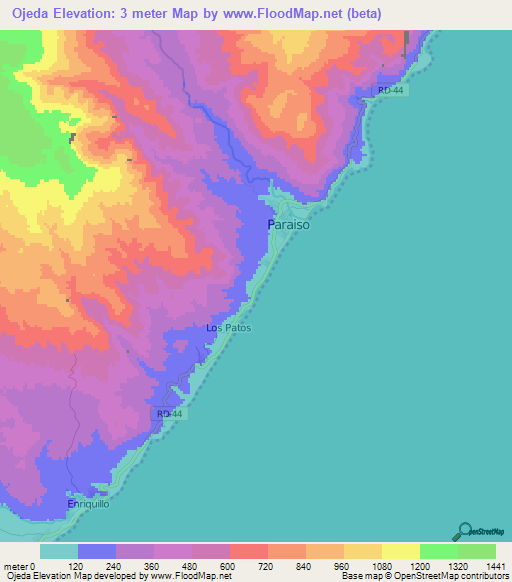 Ojeda,Dominican Republic Elevation Map