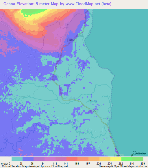 Ochoa,Dominican Republic Elevation Map