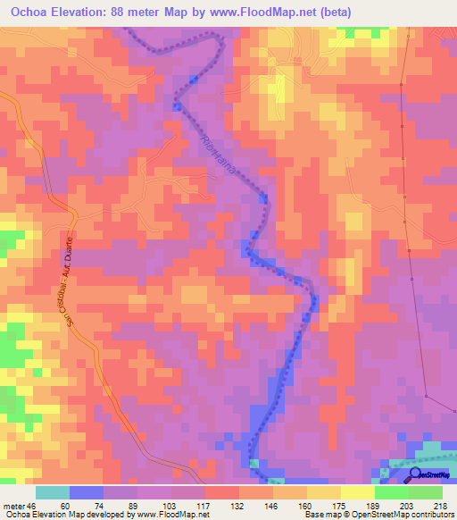 Ochoa,Dominican Republic Elevation Map