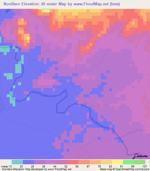 Novillero,Dominican Republic Elevation Map