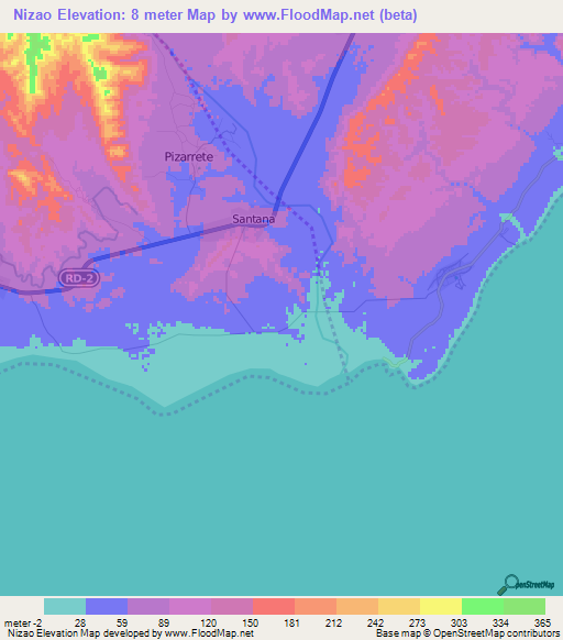 Nizao,Dominican Republic Elevation Map