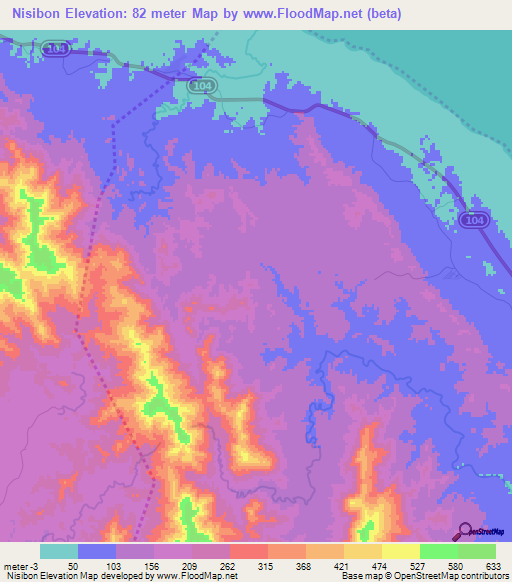 Nisibon,Dominican Republic Elevation Map