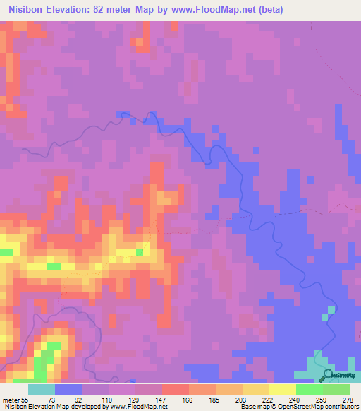 Nisibon,Dominican Republic Elevation Map