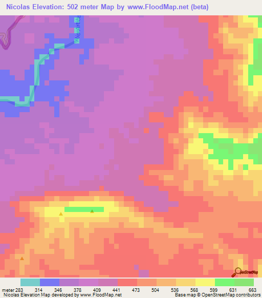 Nicolas,Dominican Republic Elevation Map