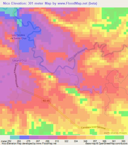 Nico,Dominican Republic Elevation Map