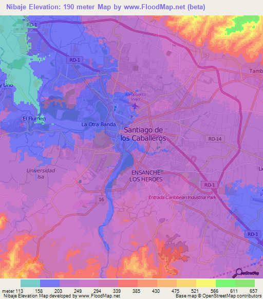 Nibaje,Dominican Republic Elevation Map