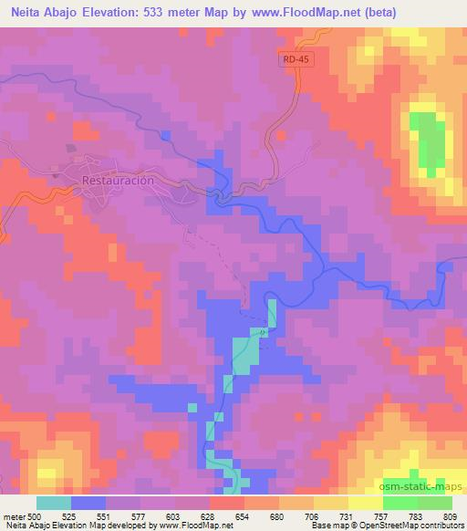 Neita Abajo,Dominican Republic Elevation Map