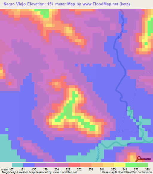 Negro Viejo,Dominican Republic Elevation Map