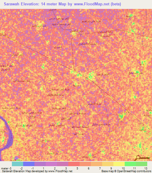 Sarawah,Egypt Elevation Map