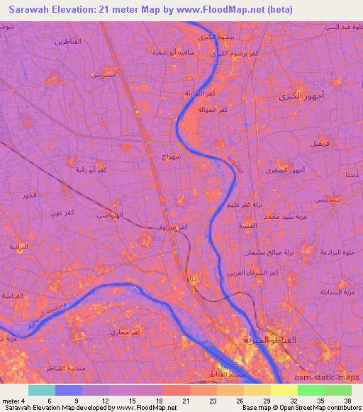 Sarawah,Egypt Elevation Map