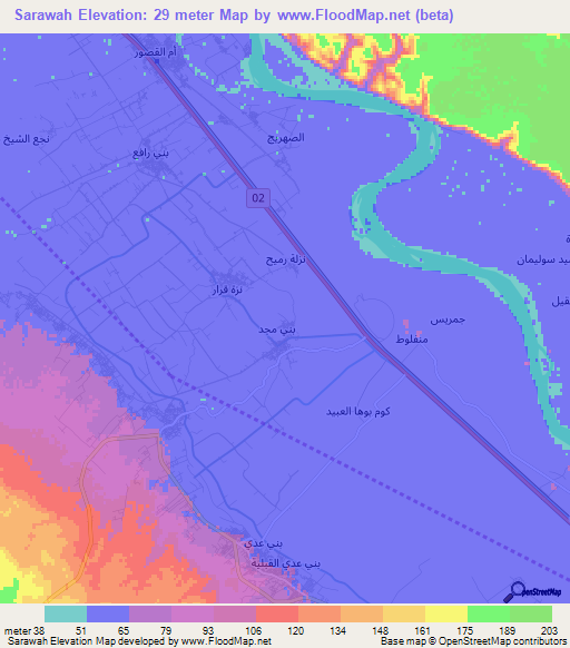 Sarawah,Egypt Elevation Map