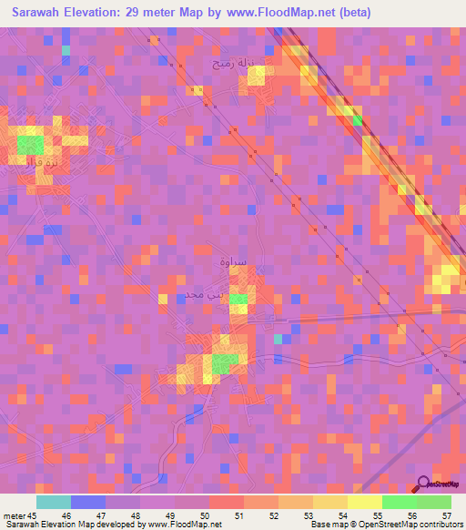 Sarawah,Egypt Elevation Map