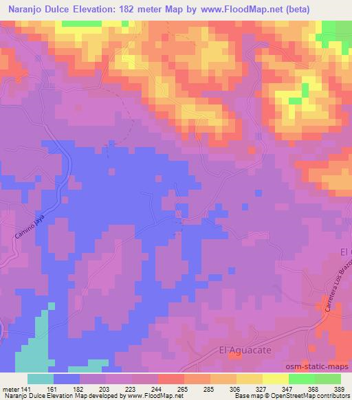 Naranjo Dulce,Dominican Republic Elevation Map