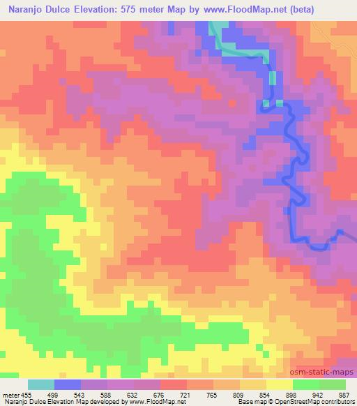 Naranjo Dulce,Dominican Republic Elevation Map