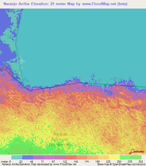 Naranjo Arriba,Dominican Republic Elevation Map