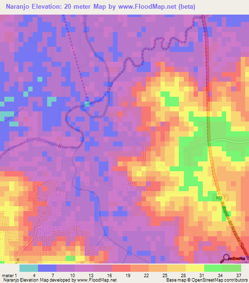 Naranjo,Dominican Republic Elevation Map