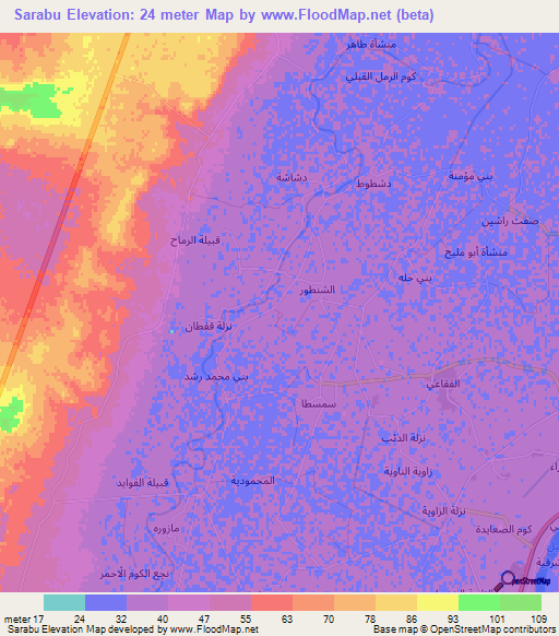 Sarabu,Egypt Elevation Map