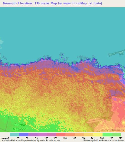 Naranjito,Dominican Republic Elevation Map