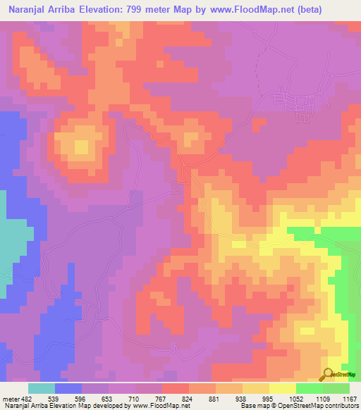 Naranjal Arriba,Dominican Republic Elevation Map