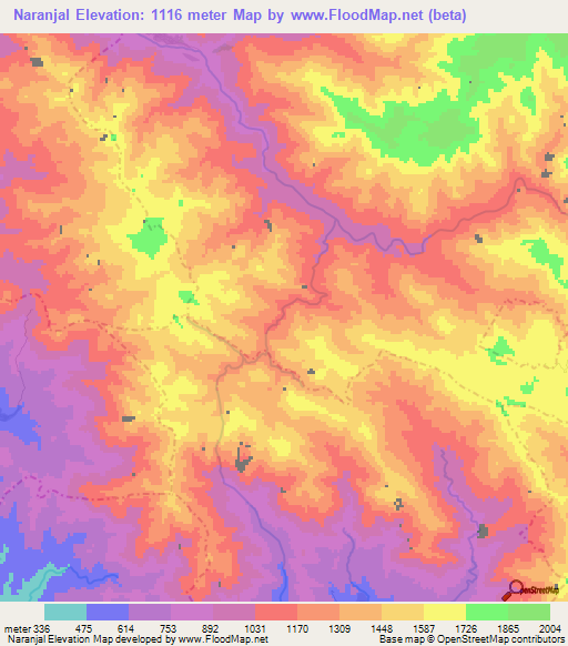 Naranjal,Dominican Republic Elevation Map