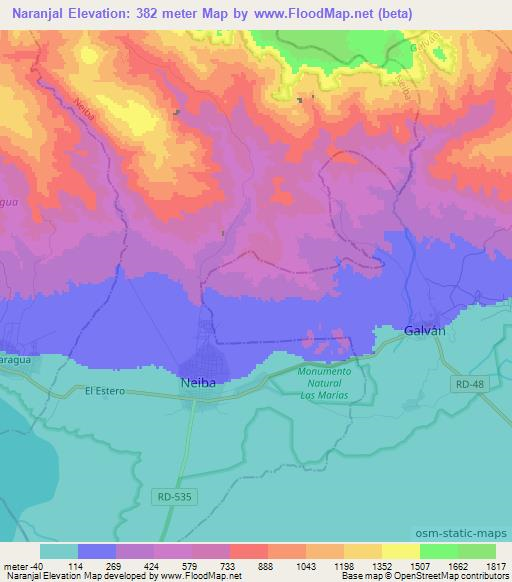 Naranjal,Dominican Republic Elevation Map