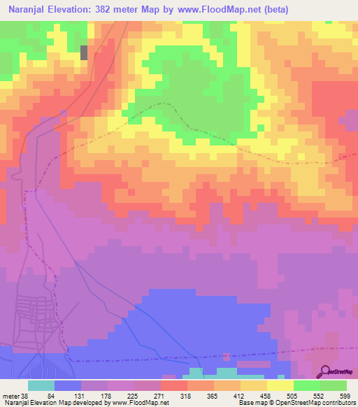 Naranjal,Dominican Republic Elevation Map