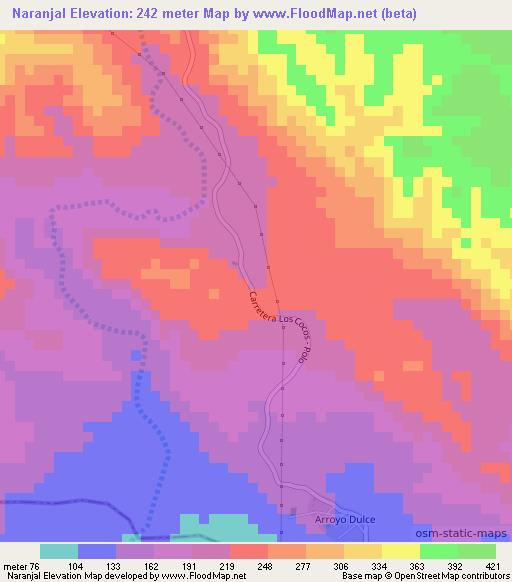 Naranjal,Dominican Republic Elevation Map