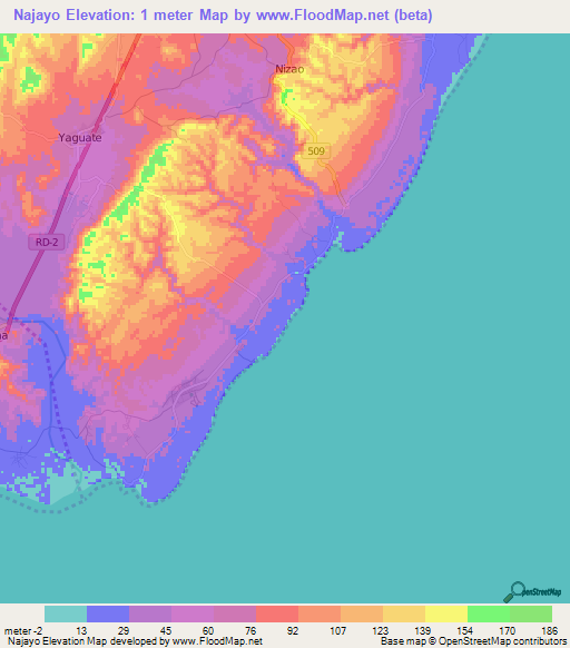 Najayo,Dominican Republic Elevation Map