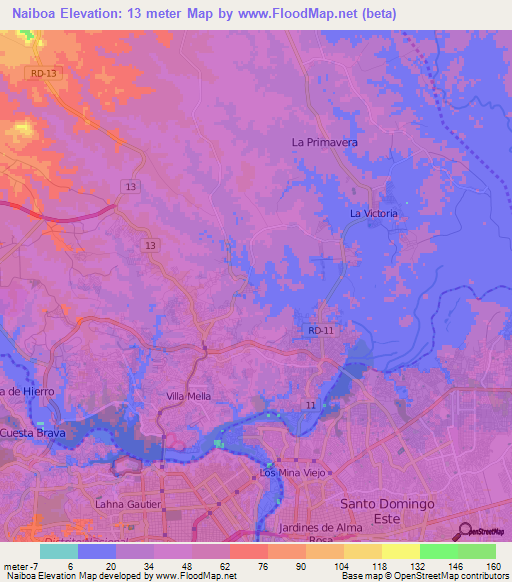 Naiboa,Dominican Republic Elevation Map