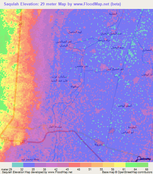 Saqulah,Egypt Elevation Map