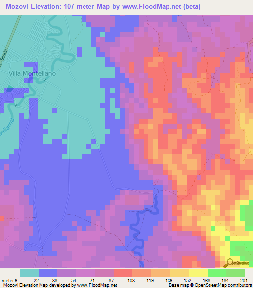 Mozovi,Dominican Republic Elevation Map