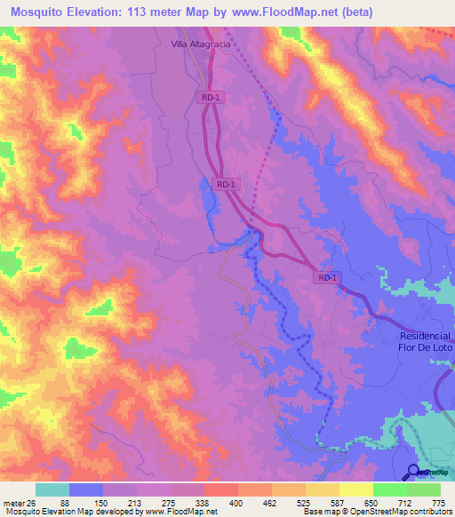 Mosquito,Dominican Republic Elevation Map